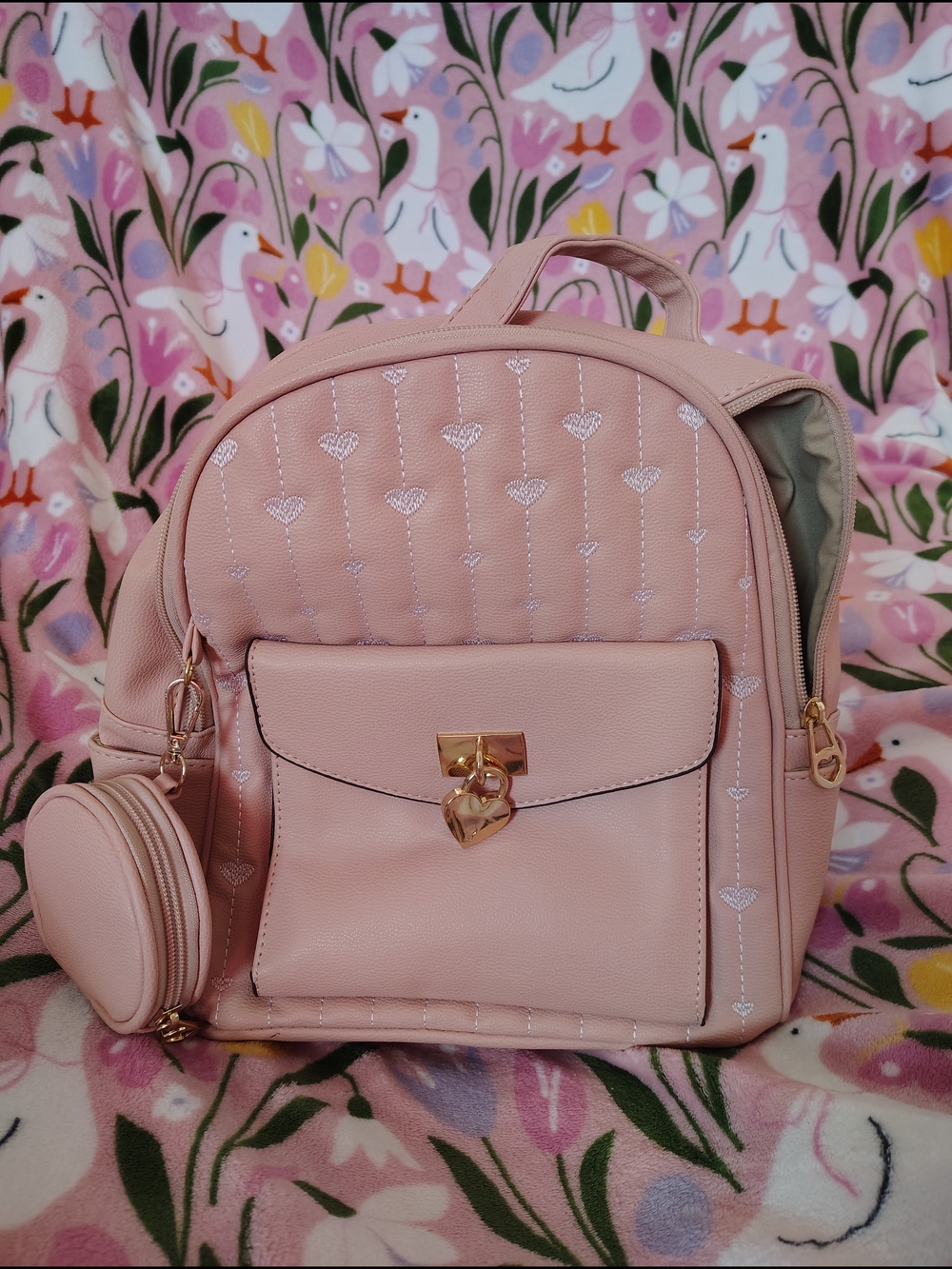 Pink Heart-Accent Mini Backpack